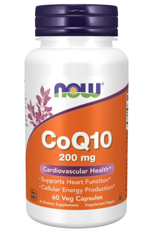 NOW Suplemento, CoQ10 (Coenzima Q10) 200 mg, 60 Cápsulas Vegetales